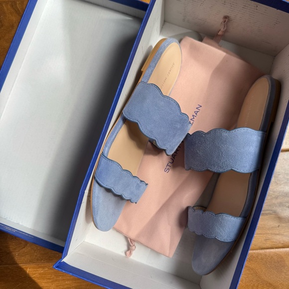 NWT Stuart Weitzman Blue Santorini Scallop Slide Sandal Sz 6,5 - Picture 11 of 12